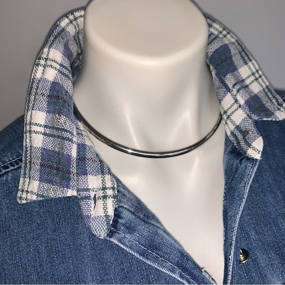 v i n t a g e :: Denim Flannel Jeans Shirt Pearl Buttons Slouchy - Picture 9 of 12